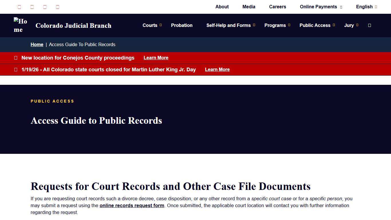 Access Guide to Public Records | Colorado Judicial Branch